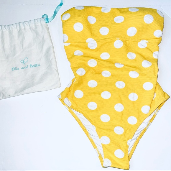 Y2K Elie and Bella Yellow “Samoa” Polka Dot Swimsuit - Picture 3 of 7